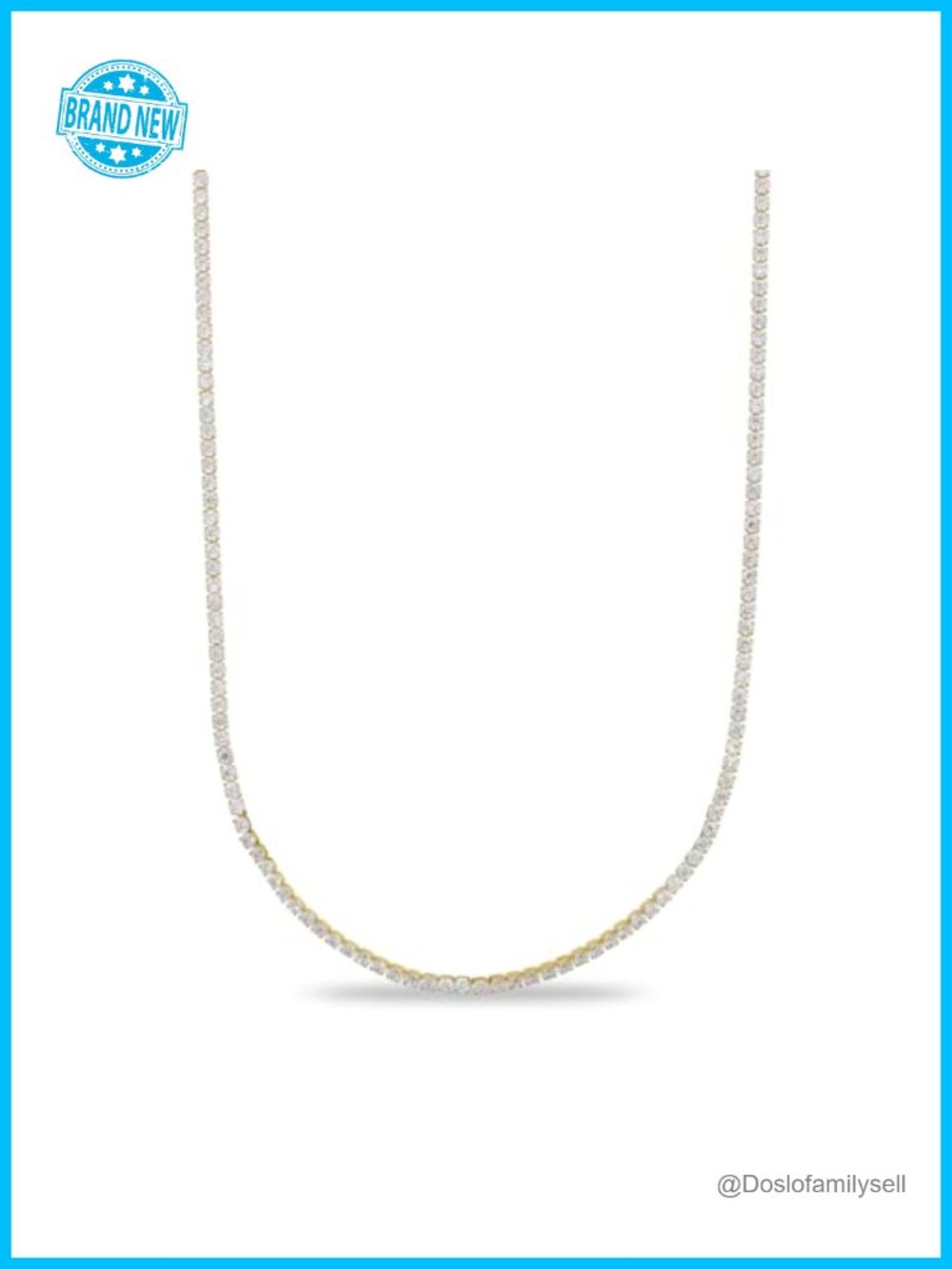 Gold Plated Tennis Chain Necklace 18 Inch Micro Tennis Box Clasp